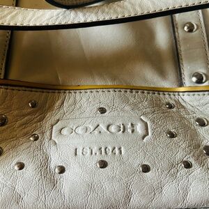 Coach White Shoulder Bag with Textured Leather